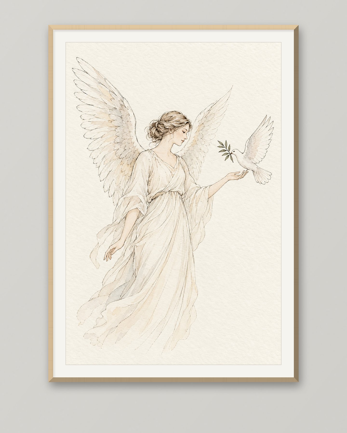 Ángel de la Guarda — Blanco, cuadro religioso moderno