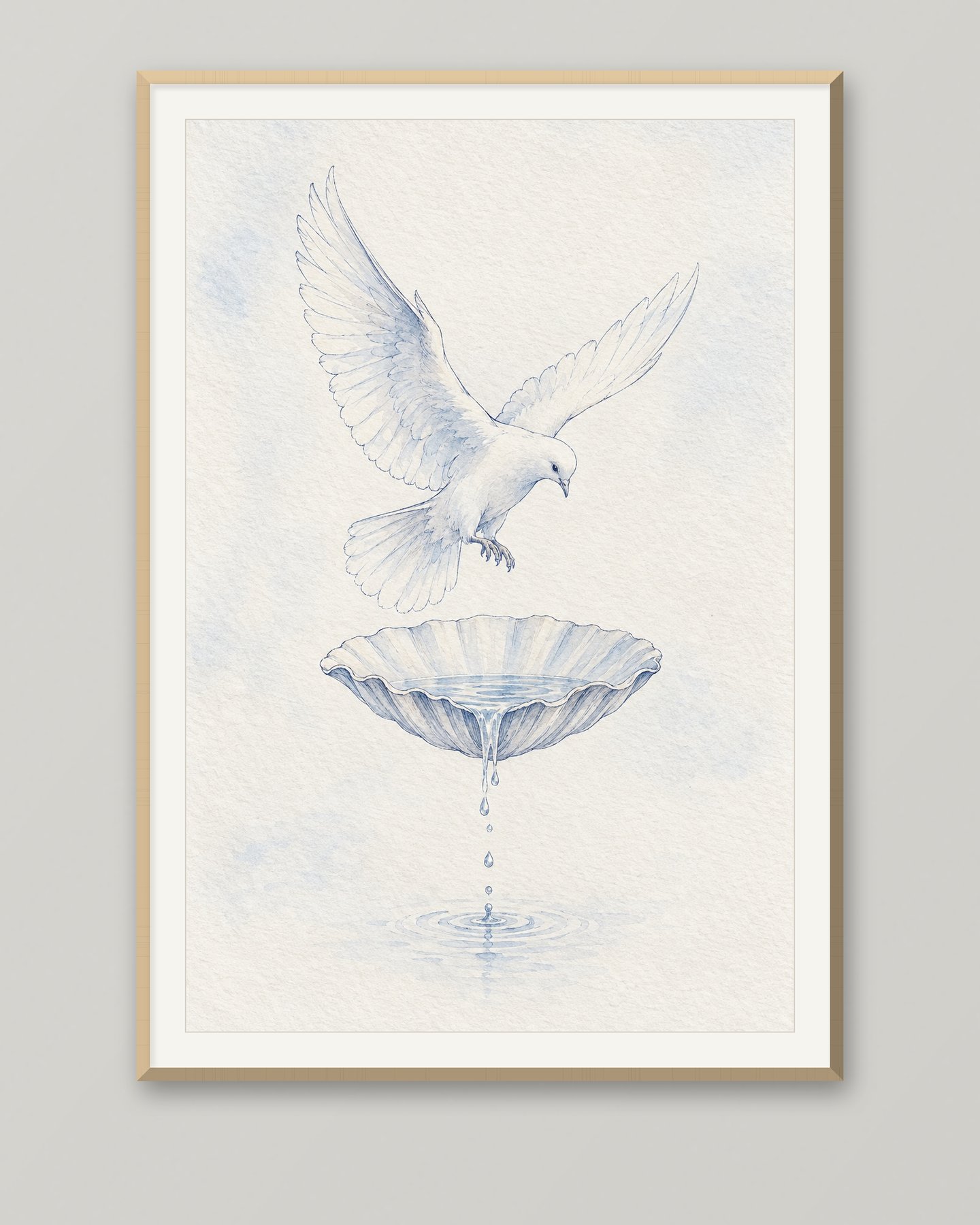 Bautismo — Paloma y agua, cuadro religioso moderno