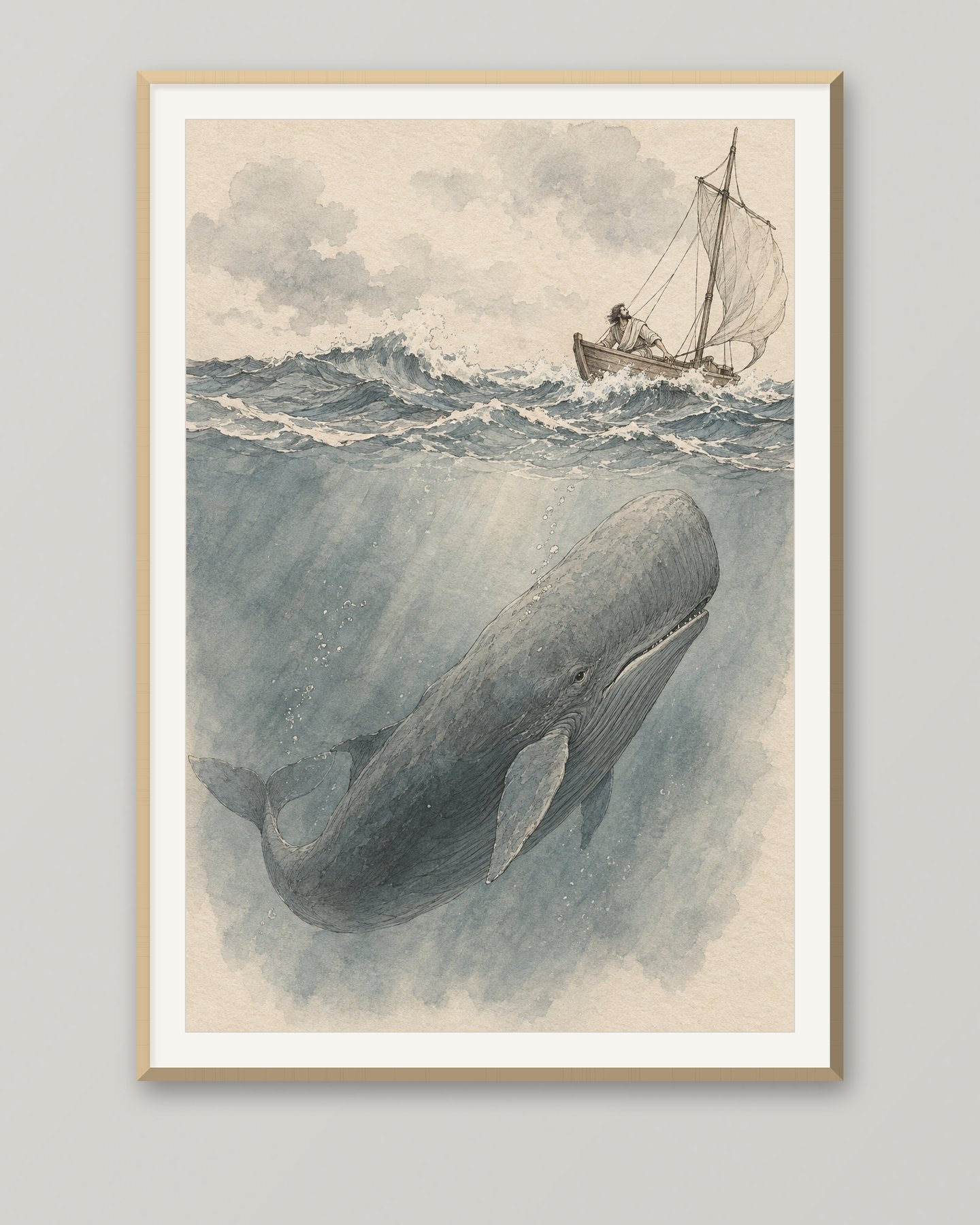 Jonás y la ballena, cuadro religioso moderno